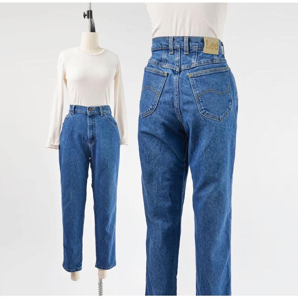 Vintage 90s Lee Mom Jeans Tapered Leg Ankle Length Jeans size M 30 waist